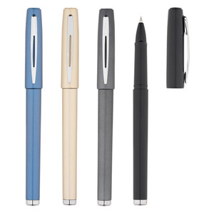 Logo personnalisé noir haut de gamme cadeau de signature d'entreprise 0.5mm stylo à bille d'écriture en métal au toucher lourd bleu plastique sport en gros - Product Image 4