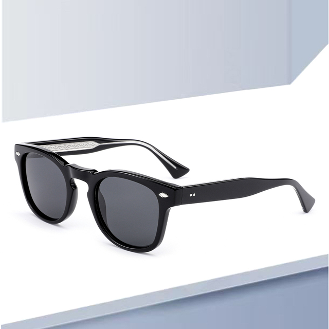 Luxury Designer Polarized UV400 Square Sunglasses Handmade Blue Acetate Shades with Rivet Fashionable for Men and Women