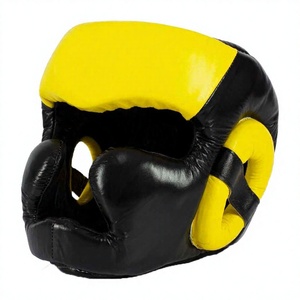 Protector de cabeza de cuero sintético PU con etiqueta tejida impresa con logotipo personalizado de alta calidad para cascos marciales de doble protección Boxer - Product Image 1