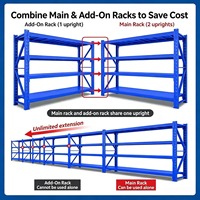 Scaffalature in Acciaio a Campata Lunga per Carichi Medi, Regolabili in Altezza, per Garage e Officina, Stoccaggio Materiali