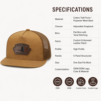 Gorra de Béisbol Unisex Ajustable de 6 Paneles, Estructurada, de Sarga de Algodón Negro con Bordado de Logotipo Personalizado y Hebilla Plateada de Cobre