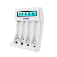 Chargeur de batteries rechargeables AA AAA NiMH au lithium à 4 emplacements avec écran LCD intégré, certifié UN38.3, faible MOQ