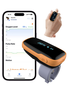 Wellue WearO2ไร้สาย IP64กันน้ำชีพจร Oximeter ออกซิเจนระดับหยุดหายใจขณะนอนหลับเซ็นเซอร์ตรวจสอบ