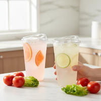 Gobelets en plastique PET transparents personnalisables avec couvercles pour matcha latte, café glacé à emporter, 12oz, 14oz, 16oz, 18oz, 20oz, 24oz