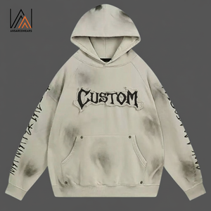 Sweat-shirts lourds en coton 100% vintage personnalisés pour l'hiver, entièrement brodés, délavés à l'acide, style délavé, style vintage - Product Image 1