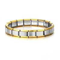 Pulsera Elástica de Acero Inoxidable 304 con Baño de Oro de 18K, Adornos de Diamantes, Diseño Cristiano, Personalizable, Venta al Por Mayor de Fábrica