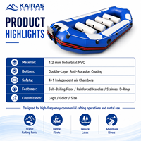 Bateau de rafting gonflable commercial en PVC 1,2 mm, robuste, pour la navigation en eaux vives, les parcs de rafting et les flottilles de location