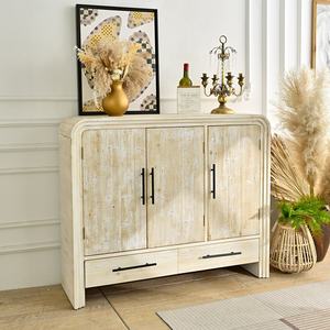 Home Living Room Rustic Antique Accent White Color Wooden <b>Storage</b> Cabinets with 2 <b>Drawers</b> and Large Capacity - Product Image 2