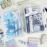 Ensemble de papeterie multicolore, fournitures de bureau pour étudiants, outils de planification, ciseaux, carnet, agrafeuse, boîte de rangement, coffret cadeau de luxe