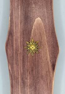 Boîte à encens en pin faite à la main : finition vieillie teintée avec emblème solaire, support pour bâtonnets d'encens en <span class=keywords><strong>bois</strong></span> - Product Image 5