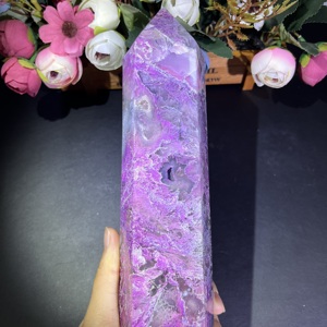 Tour en <span class=keywords><strong>Agate</strong></span> Mousse <span class=keywords><strong>Violette</strong></span> Polie, Artisanat Populaire en Cristal Naturel, Idéale pour Cadeaux de Mariage et Guérison Spirituelle (Vente en Gros) - Product Image 5