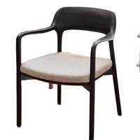 Chaise de salle à manger de style vintage pour hôtel, avec accoudoirs en bois de frêne et dossier personnalisable, en lin