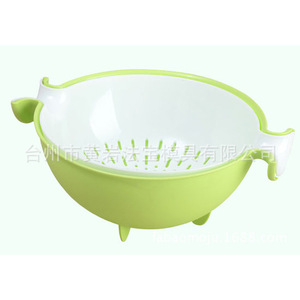 ตะกร้าผลไม้ทรงกลมสองชั้น ตะกร้าล้างผัก ตะกร้าพลาสติกสำหรับใช้ในครัว - Product Image 1