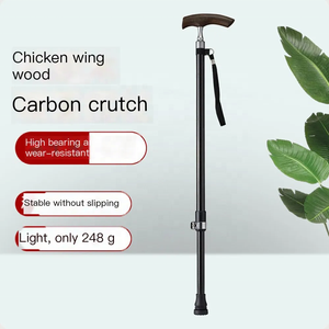 Bastón de Caminata <span class=keywords><strong>Oldman</strong></span> con Mango en T, Bastones Elegantes de Madera y Corcho con Puntas de Goma de Fibra de Carbono para Actividades al Aire Libre - para Senderismo - Product Image 3