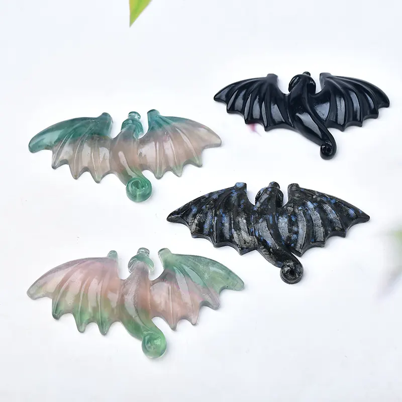 Hot sell Natural hand Carved Animals Carving fluorite Crystal Flying Dragon for Home Decoration