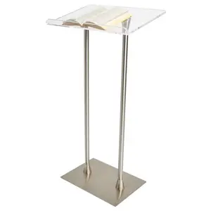 Acrylic Podium With Steel Stand Two-pole Clear Acrylic Lectern Pulpit for Concert Church