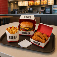 Pochettes biodégradables personnalisées avec logo pour frites et burgers à emporter, finition mate et effet délavé