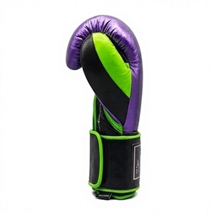 High Quality Purple Green Boxing Gloves PU Leather <b>Velcro</b> <b>Strap</b> MMA Training Sparring Gear - Product Image 6