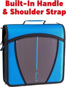 Case-it 2 Inch 3 <b>Ring</b> Zipper Binder - Trapper <b>Keeper</b> Binder with Strap - Product Image 6