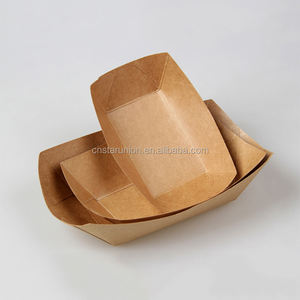 生态工艺纸热狗箱船形菜鸡肉快餐上菜托盘牛皮盒防滑食盘纸甜点托盘 - Product Image 2