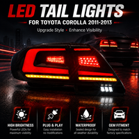 Luz Trasera LED Plug and Play de Fábrica JC para Toyota Corolla 2011 2012 2013, Conjunto de Lámpara Trasera con Señal de Giro Secuencial