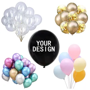 Logo Kustom Balon Lateks Dicetak 10 12 Inci Balon Metalik Dekorasi Pesta Ulang Tahun Pernikahan dengan Desain Anda
