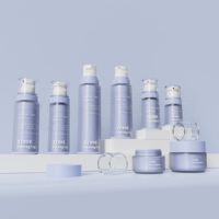 Ensemble de flacons et pots cylindriques blancs à faible MOQ pour lotions, crèmes, sérums et soins de la peau, avec pulvérisateur, pour emballage cosmétique de luxe, impression couleur personnalisée