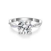 Cincin Batu Permata Ruizuan 2 Karat Twist Berlapis Rhodium Perak 925 Moissanite Bersertifikat GRA Perhiasan Geometris Hipoalergenik untuk Wanita