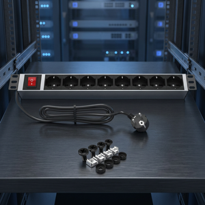 AMP CONNECT ชุดจ่ายไฟแบบไฮบริด 8 ช่อง E/F ขนาด 19 นิ้ว 1U พร้อมสวิตช์ในตัว  ตัวเรือนอะลูมิเนียม 16A 250V สำหรับติดตั้งบนแร็ค ได้รับมาตรฐาน ISO9001 - Product Image 3