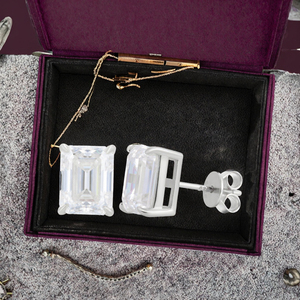 925 <b>Silver</b> Wedding Earrings with 6.5mm Brilliant Cut Colorful Moissanite Pass Diamond Tester with GRA Certificate - Product Image 3