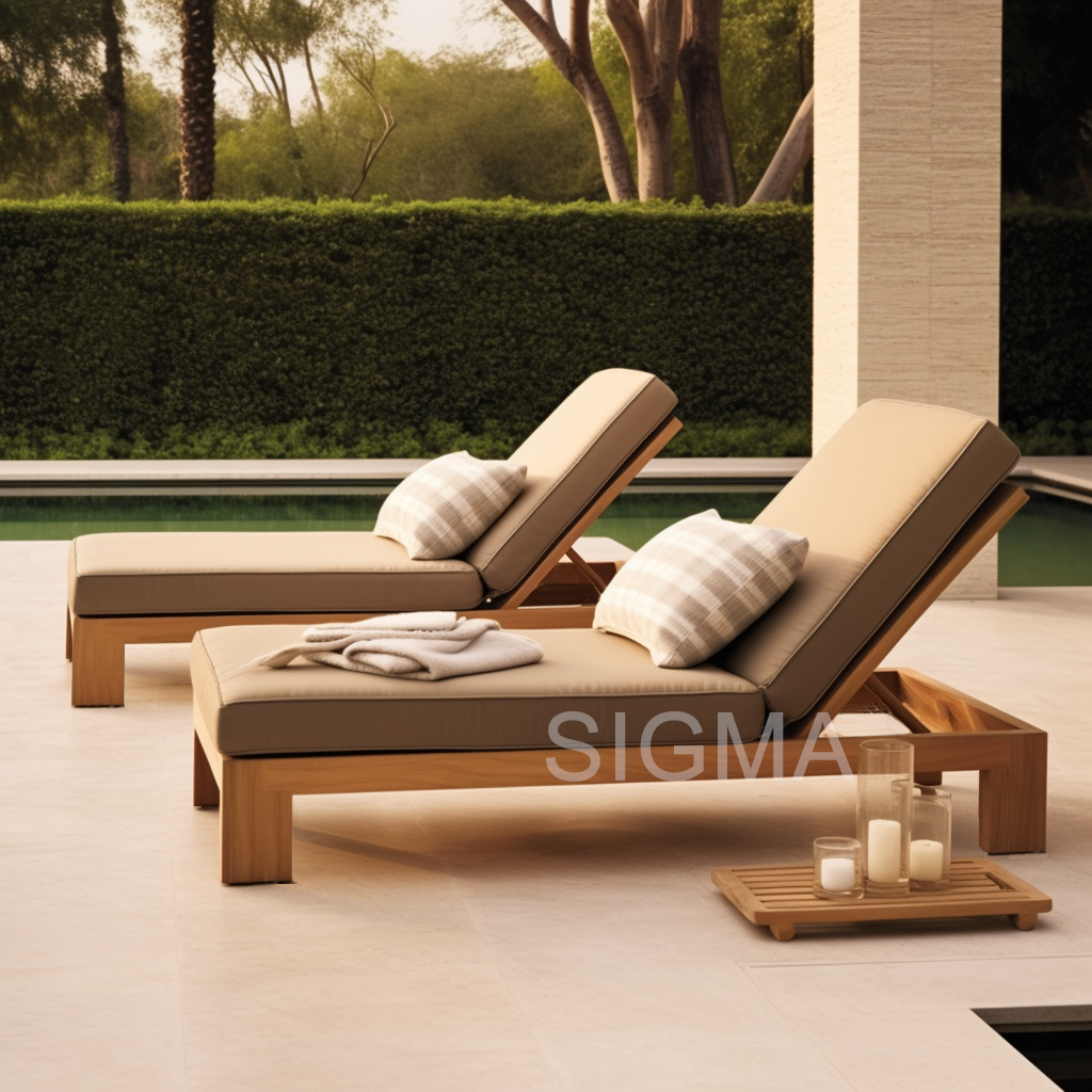 Luxury Patio Furniture Wholesale Natural Teak Garden Chaise Chair Set Waterproof Outdoor Chaise Sun Lounger