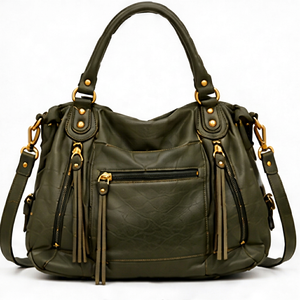 Sac fourre-tout de luxe en cuir véritable bordeaux de qualité supérieure, style bohème vintage japonais, multi-poches, élégant pour femme, idéal pour l'été et les voyages, entièrement zippé - Product Image 1