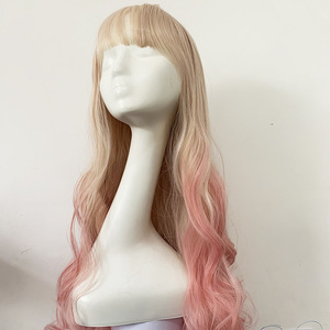 Pelucas sintéticas populares para mujer, largas y rizadas, con <span class=keywords><strong>flequillo</strong></span>, para fiestas y cosplay - Product Image 1