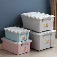 Boîte de rangement en plastique PP avec couvercle à fermeture, empilable, organiseur de vêtements pour chambre à coucher, armoire et rangement domestique