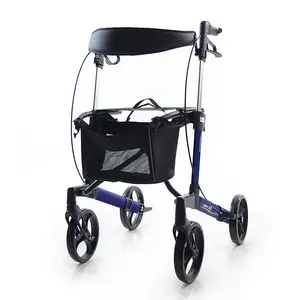 High Quality Foldable Outdoor Shopping Medical 4 Wheel Rollator Walker Space Walker With Seat For Elder