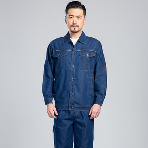 Setelan baju kerja Denim, seragam kerja jaket Dan celana dengan reflektif awet musim panas - Product Image 5