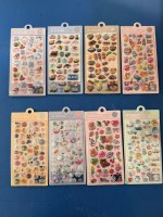 Pegatinas Decorativas 3D de Epoxi con Acabado Transparente Brillante, Calcomanías en Relieve con Diseños de Animales, Frutas y Pan, Adornos para Cuadernos y Vasos