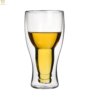 Wholesale Custom Beer Glass Promotional Gifts Double Wall Cup Drinking Glasses Cup Beer Stein