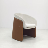 Kursi Santai Modern Nordik dengan Sandaran Kayu Solid dan Bantalan Duduk Desain Kreatif untuk Ruang Tamu dan Kamar Tidur