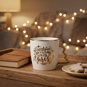 Christmas <b>Gold</b> Trim Luxury Design Porcelain Coffee <b>Mug</b> with Gift Box Dishwasher & Microwave Safe Hot Selling - Product Image 4