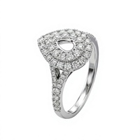 Massiver 18K Gold Natürlicher Diamant Klassischer Hochzeits-Verlobungsring Fassung Blanko Geteilte Schulter Brillantschliff Halbmontierter Doppelreihiger Ring