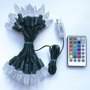 Rgb C6 16 Kleur Aardbei Batterij 50led Bruiloft Verlichting Kerstboom Verlichting Led Kerst Decoraties Lichtshow String