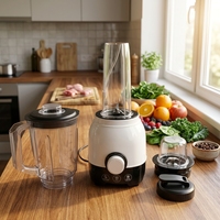 Blender multifonction portable, robot culinaire, presse-agrumes, moulin à épices, mixeur, pot en PC de 1,6 L, lames en acier inoxydable, moteur puissant de 800 W