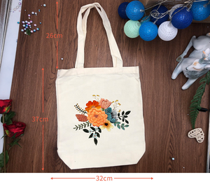 Kit de broderie XIXI pour sac fourre-tout en toile fait main, motif floral, manuel d'instructions, fils en polyester pour débutants en point de croix - Product Image 4