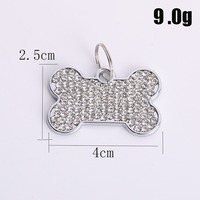 Plaque d'identification pour chien en métal en gros, pendentif avec strass en diamant et impression gravée