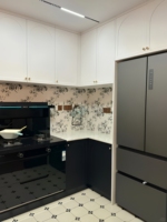 Armoire de cuisine modulaire multifonction Prima Transitional Soft Gloss Hybrid Wood Panel pour maison de style mixte
