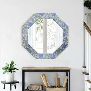 יוקרה מודרנית מותאמת אישית הדפסה מראה מתומן שיש שחור עיצוב הקלה מסגרת עץ קיר יוקרה - Product Image 4