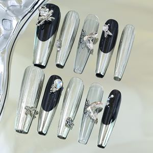 Uñas acrílicas de lujo hechas a mano al por mayor, uñas postizas acrílicas de cobertura completa, etiqueta privada, uñas postizas de alta calidad - Product Image 2