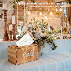 Wooden <b>Wedding</b> Card <b>Box</b> With Slot Vintage Decorative Gift Card Holder For Party Storage - Product Image 3