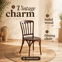 Chaise de banquet empilable en bois massif MULIGNA de haute qualité pour événements extérieurs, hôtels et repas à domicile